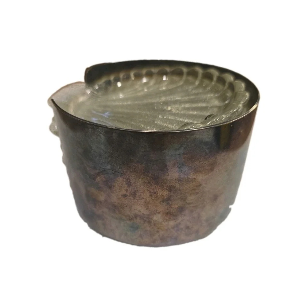 Vintage Glass Oyster 6 Pc Coaster Set with Holder